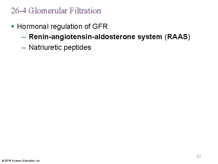 26 -4 Glomerular Filtration § Hormonal regulation of GFR – Renin-angiotensin-aldosterone system (RAAS) –