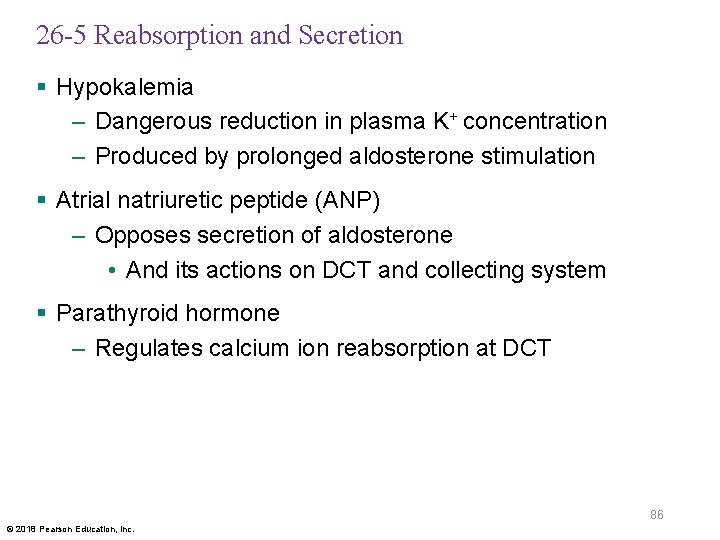 26 -5 Reabsorption and Secretion § Hypokalemia – Dangerous reduction in plasma K+ concentration