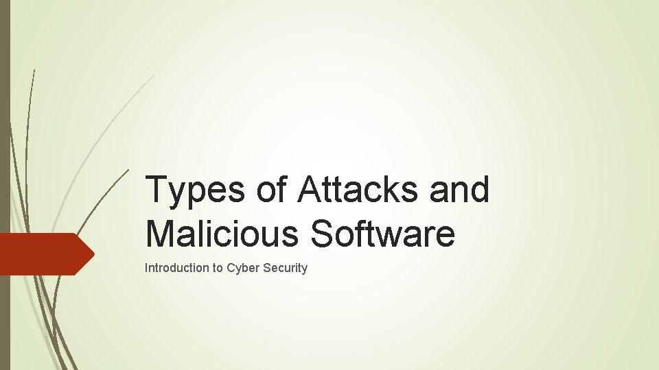 Types of Attacks and Malicious Software Introduction to Cyber Security 