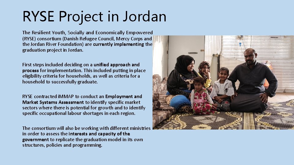 RYSE Project in Jordan The Resilient Youth, Socially and Economically Empowered (RYSE) consortium (Danish