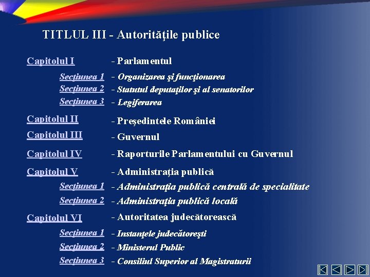 TITLUL III - Autorităţile publice Capitolul I - Parlamentul Secţiunea 1 - Organizarea şi