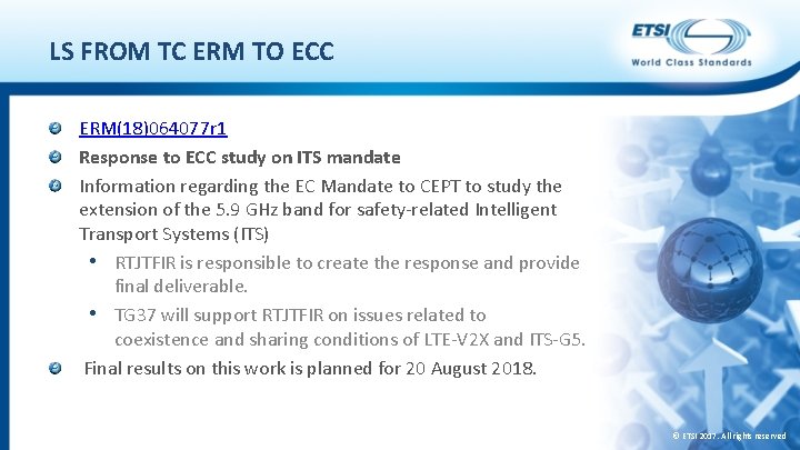 LS FROM TC ERM TO ECC ERM(18)064077 r 1 Response to ECC study on
