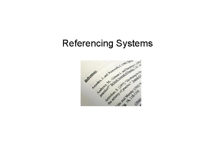 Referencing Systems 