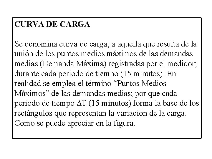 CURVA DE CARGA Se denomina curva de carga; a aquella que resulta de la