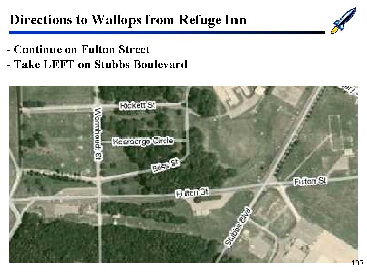 Directions to Wallops from Refuge Inn - Continue on Fulton Street - Take LEFT