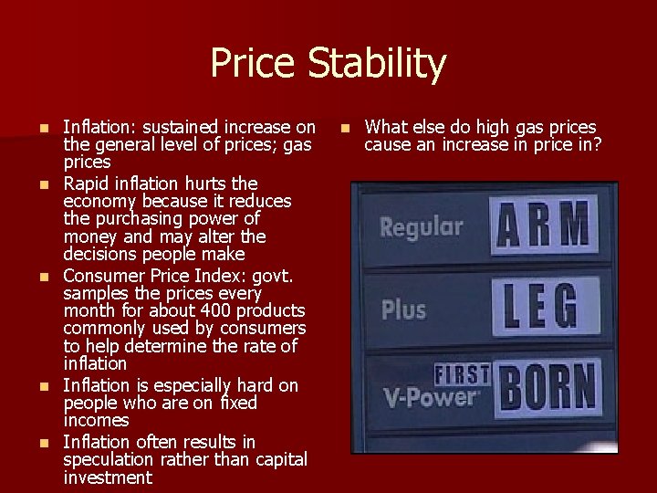 Price Stability n n n Inflation: sustained increase on the general level of prices;