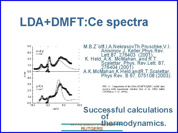 LDA+DMFT: Ce spectra M. B. Z¨olfl, I. A. Nekrasov. Th. Pruschke, V. I. Anisimov