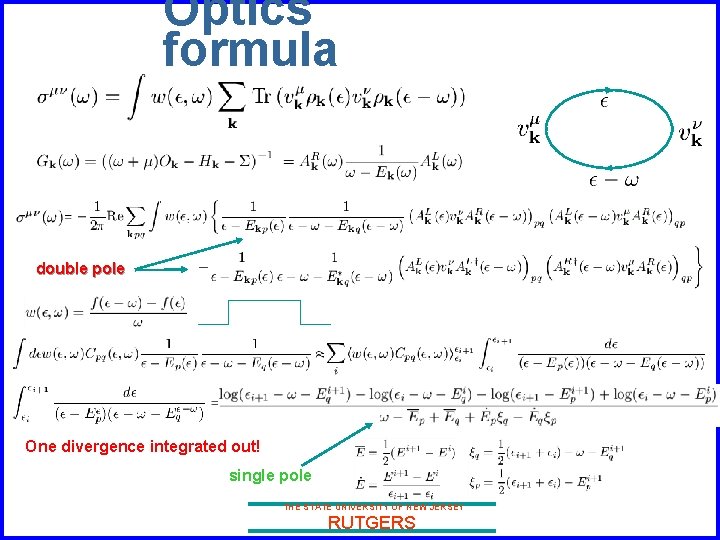 Optics formula double pole One divergence integrated out! single pole THE STATE UNIVERSITY OF