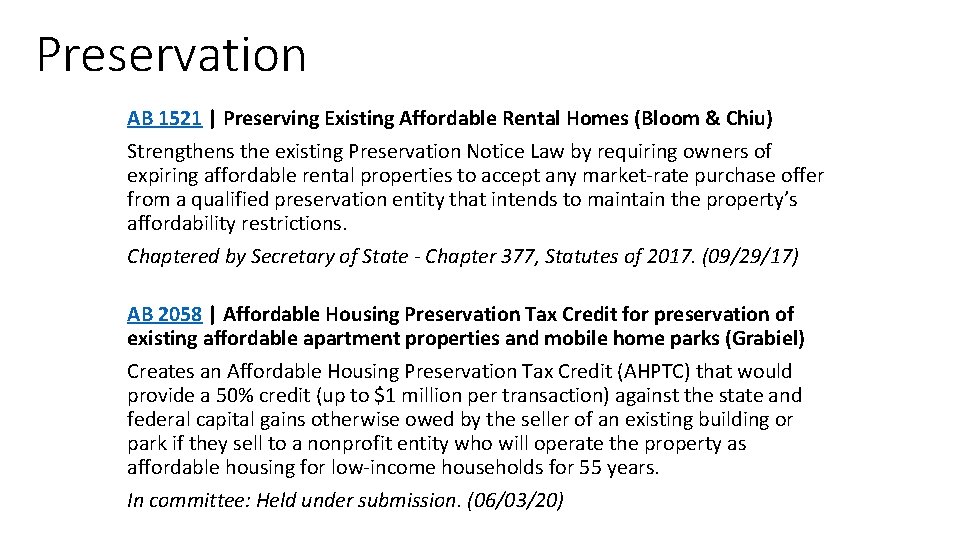 Preservation AB 1521 | Preserving Existing Affordable Rental Homes (Bloom & Chiu) Strengthens the