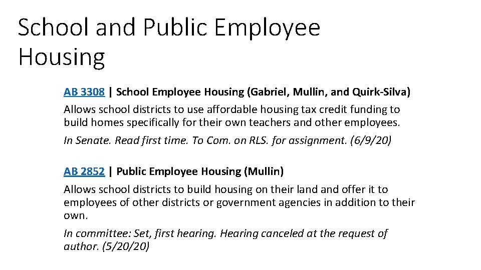 School and Public Employee Housing AB 3308 | School Employee Housing (Gabriel, Mullin, and