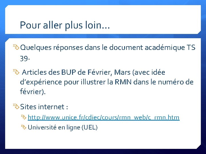 Pour aller plus loin… Quelques réponses dans le document académique TS 39. Articles des