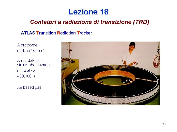 Lezione 18 Contatori a radiazione di transizione (TRD) ATLAS Transition Radiation Tracker A prototype