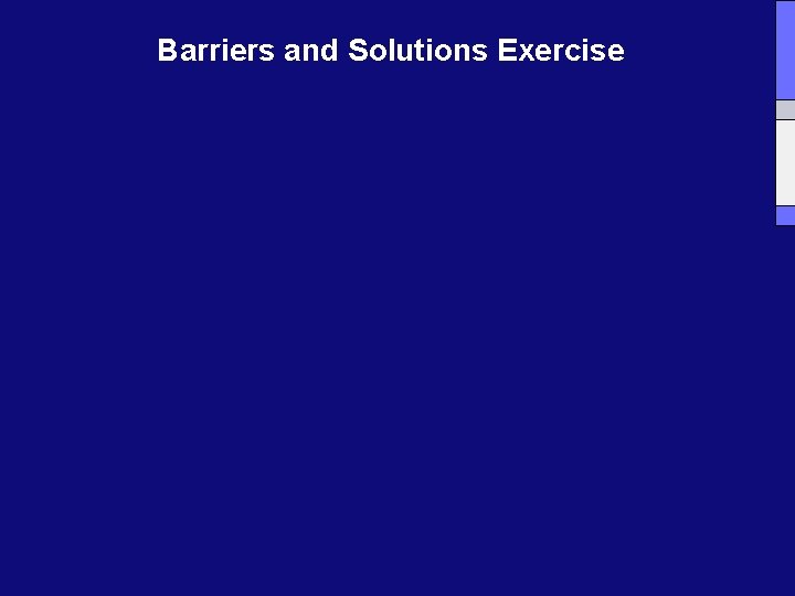 Barriers and Solutions Exercise 