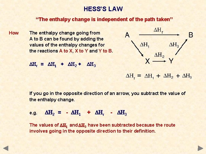 HESS’S LAW “The enthalpy change is independent of the path taken” How The enthalpy