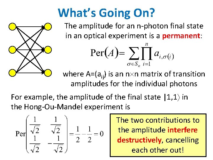 What’s Going On? The amplitude for an n-photon final state in an optical experiment