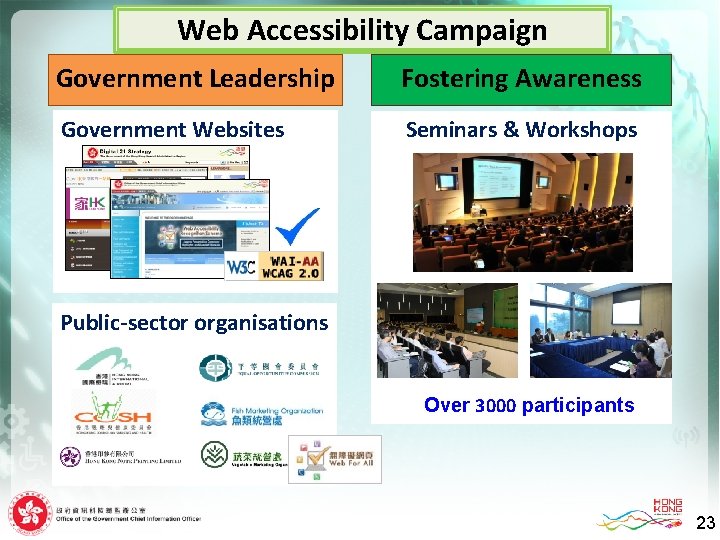 Web Accessibility Campaign Government Leadership Government Leaders Government Websites Fostering Awareness Fostering Seminars &