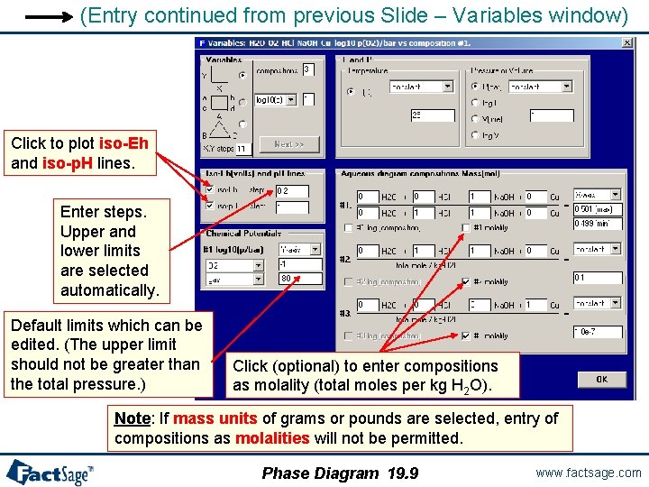 (Entry continued from previous Slide – Variables window) Click to plot iso-Eh and iso-p.