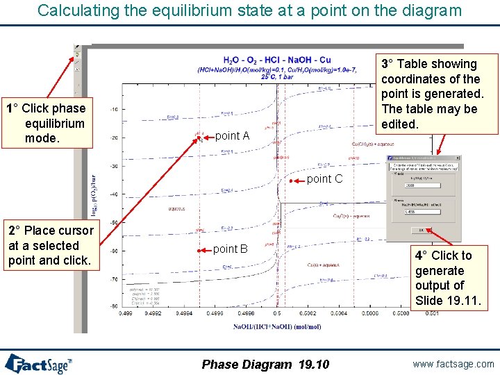 Calculating the equilibrium state at a point on the diagram 1° Click phase equilibrium