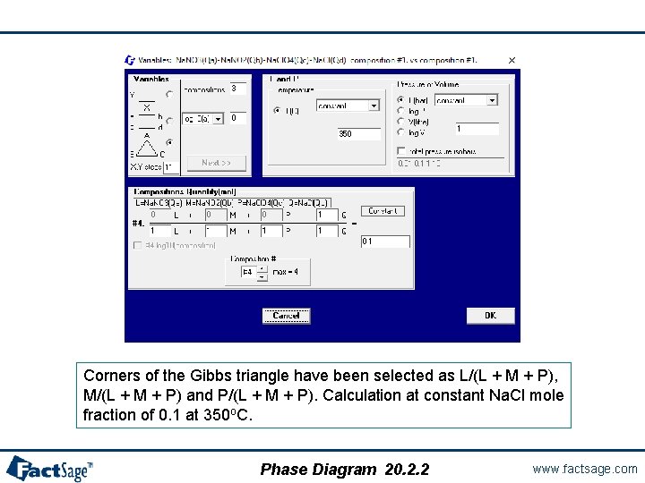 Corners of the Gibbs triangle have been selected as L/(L + M + P),