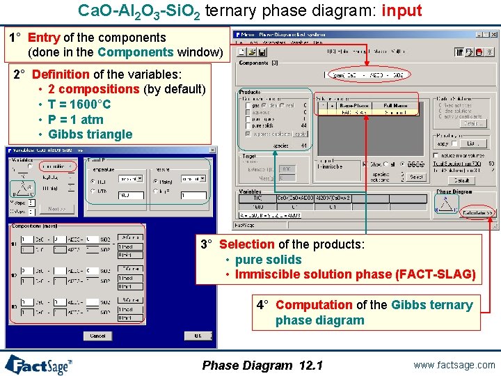 Ca. O-Al 2 O 3 -Si. O 2 ternary phase diagram: input 1° Entry