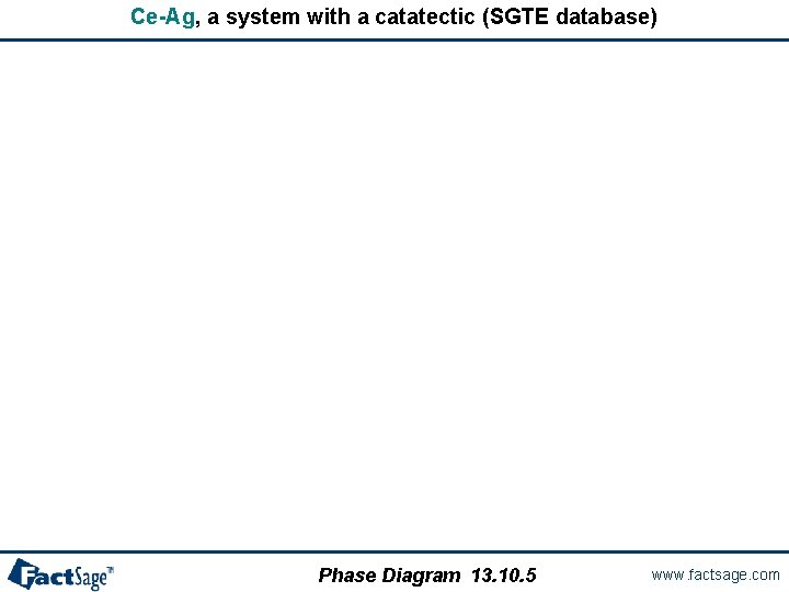 Ce-Ag, a system with a catatectic (SGTE database) Phase Diagram 13. 10. 5 www.