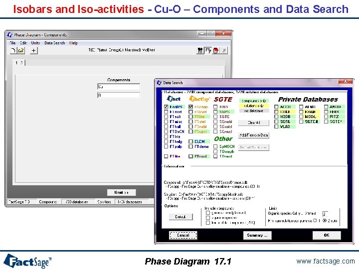 Isobars and Iso-activities - Cu-O – Components and Data Search Phase Diagram 17. 1