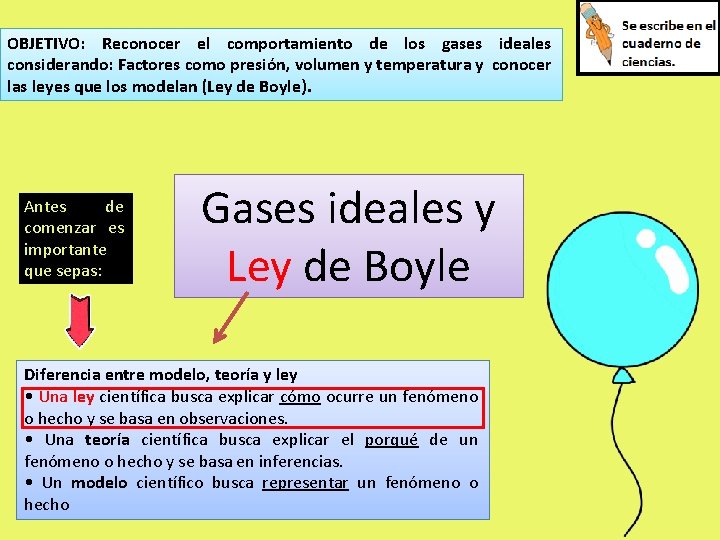 OBJETIVO: Reconocer el comportamiento de los gases ideales considerando: Factores como presión, volumen y