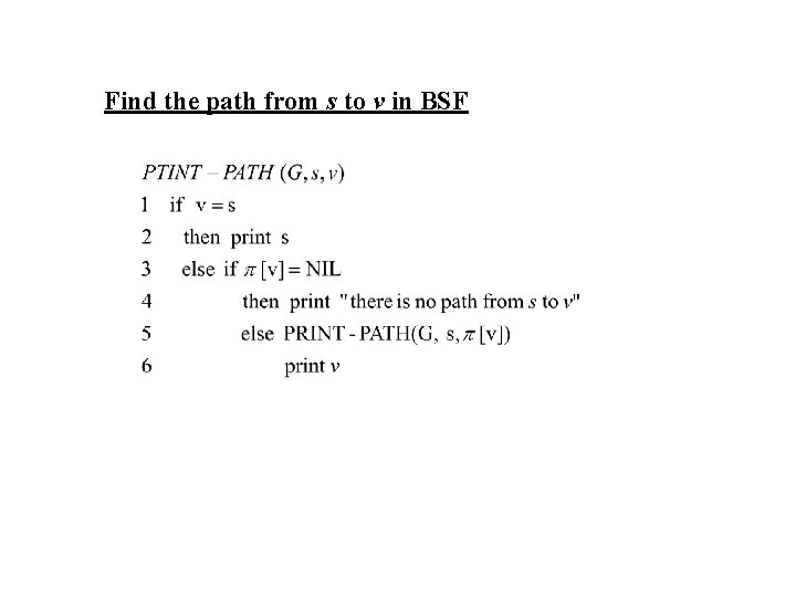 Find the path from s to v in BSF 