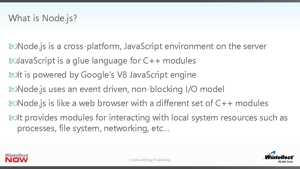 What is Node. js? Node. js is a cross-platform, Java. Script environment on the