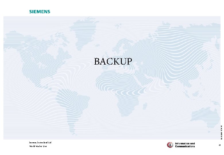 26. 10. 2000 ICW W BACKUP Siemens Switzerland Ltd World Market Unit 25 