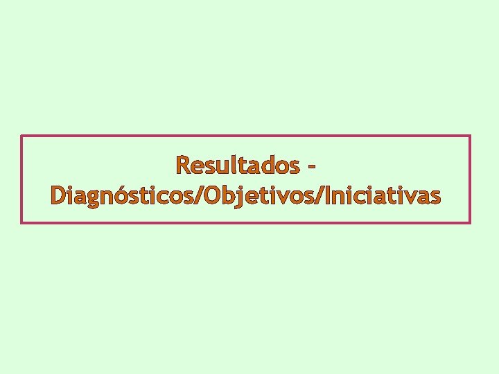 Resultados Diagnósticos/Objetivos/Iniciativas 