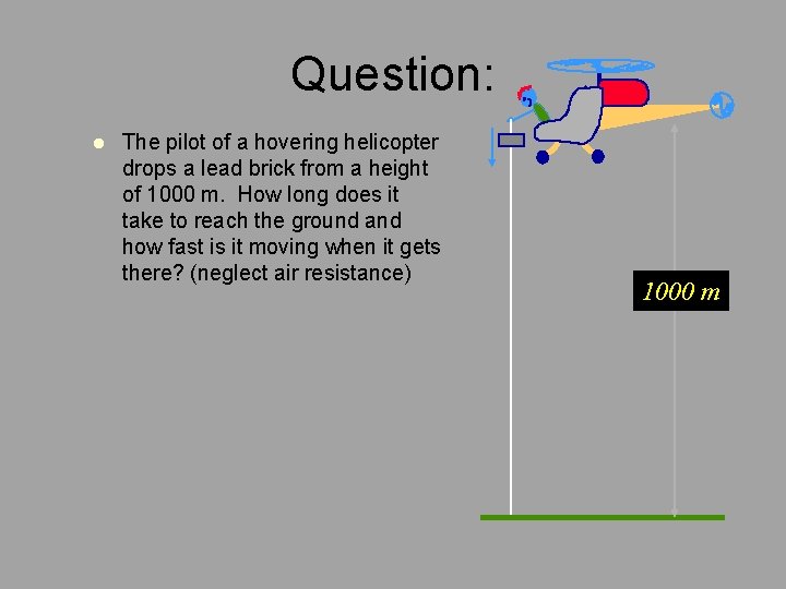Question: l The pilot of a hovering helicopter drops a lead brick from a Question: l The pilot of a hovering helicopter drops a lead brick from a