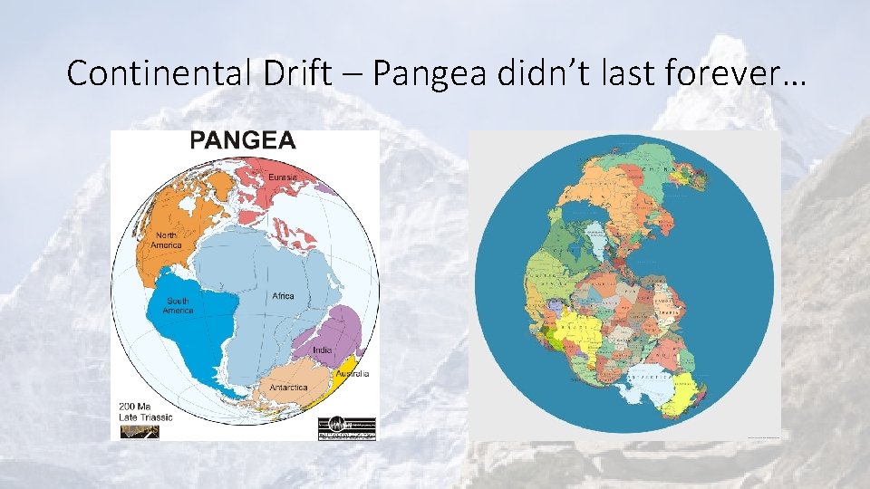 Continental Drift – Pangea didn’t last forever… 