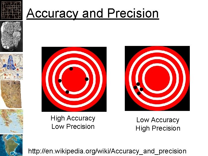 Accuracy and Precision High Accuracy Low Precision Low Accuracy High Precision http: //en. wikipedia.