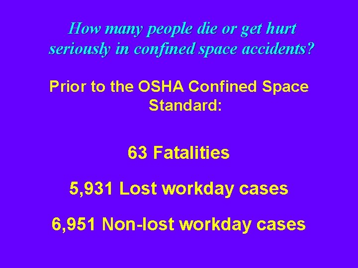 How many people die or get hurt seriously in confined space accidents? Prior to