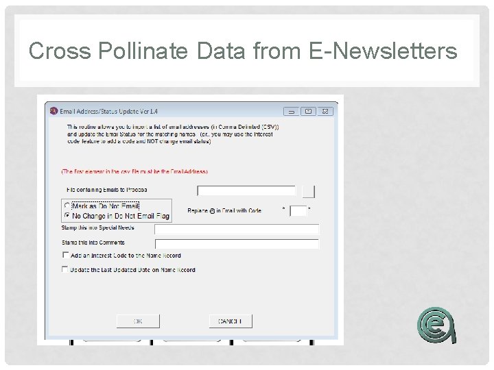 Cross Pollinate Data from E-Newsletters 