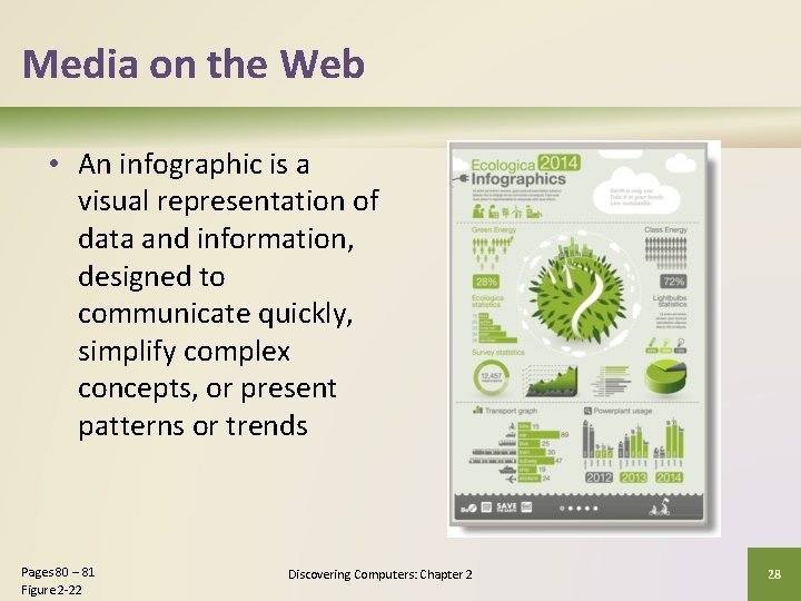 Media on the Web • An infographic is a visual representation of data and