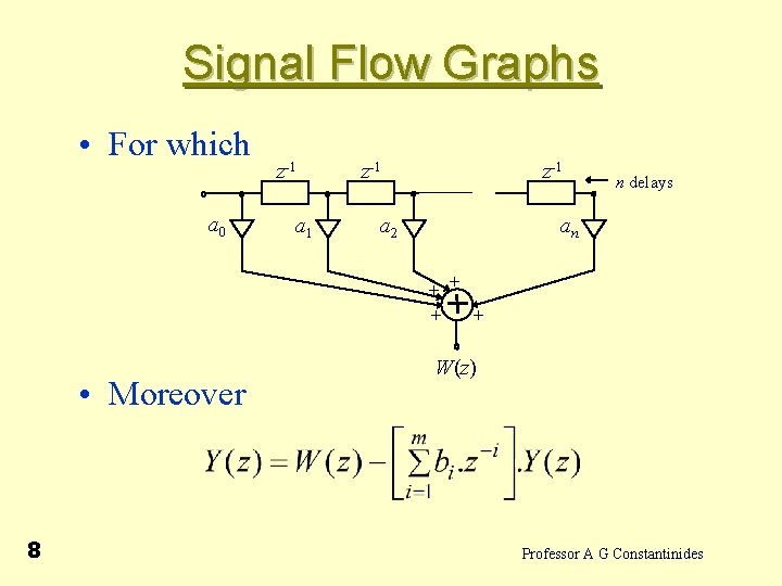 Signal Flow Graphs • For which a 0 z-1 a 1 z-1 a 2