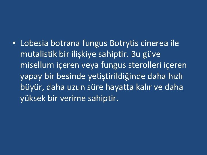  • Lobesia botrana fungus Botrytis cinerea ile mutalistik bir ilişkiye sahiptir. Bu güve