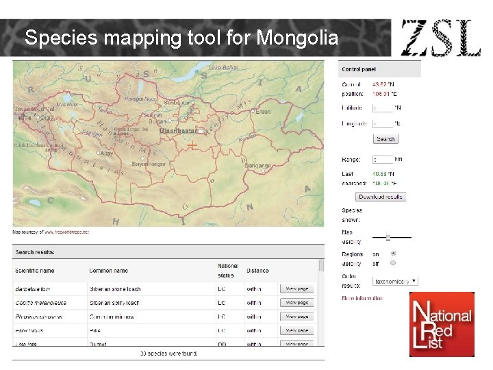 Species mapping tool for Mongolia Species mapping tool for Mongolia