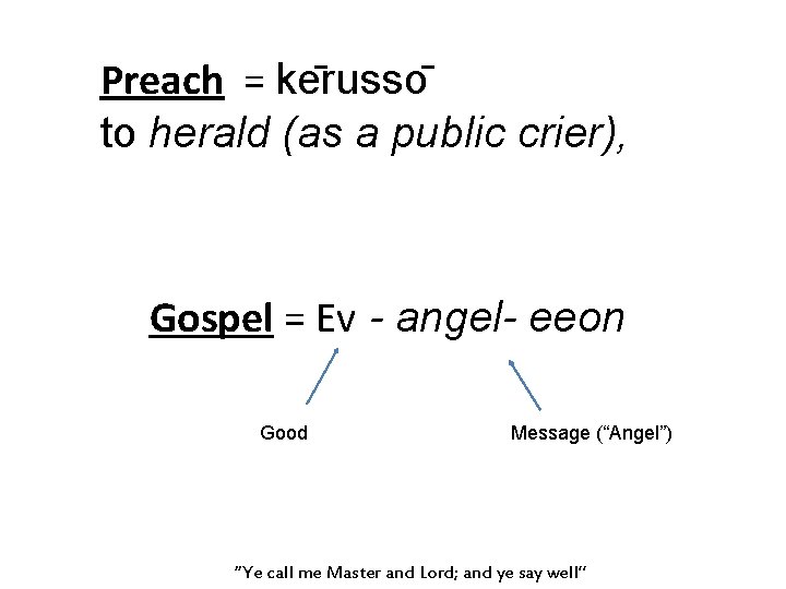 Preach = ke russo to herald (as a public crier), Gospel = Ev -