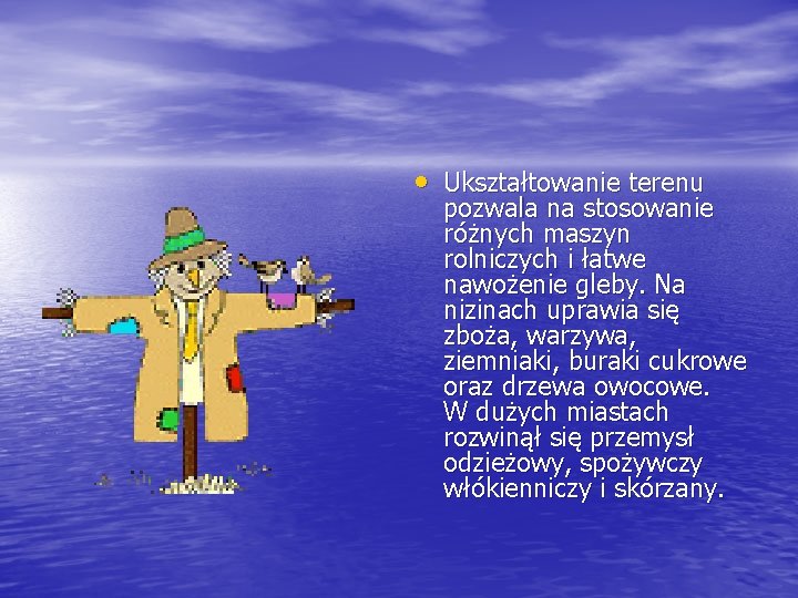  • Ukształtowanie terenu pozwala na stosowanie różnych maszyn rolniczych i łatwe nawożenie gleby.