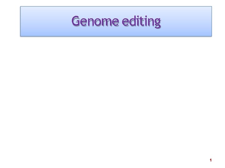 Genome editing 1 