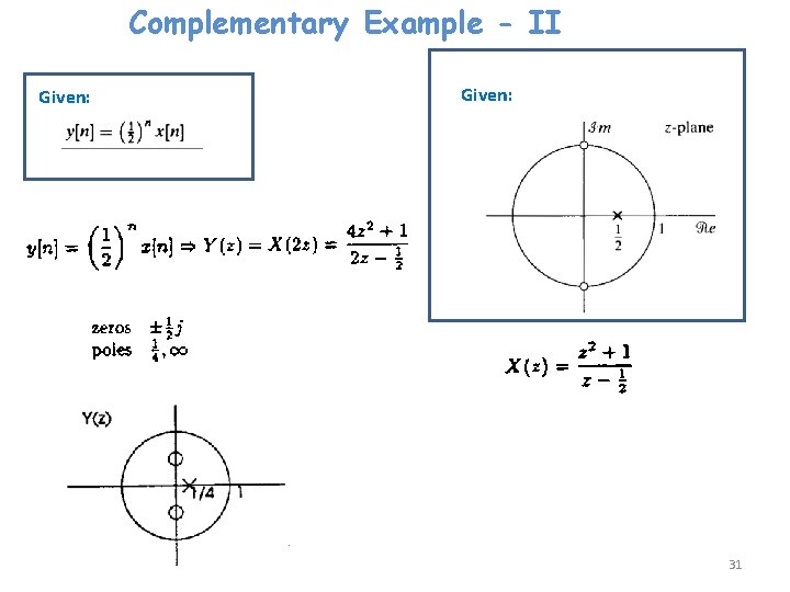 Complementary Example - II Given: 31 