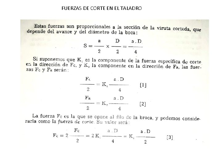 FUERZAS DE CORTE EN EL TALADRO 