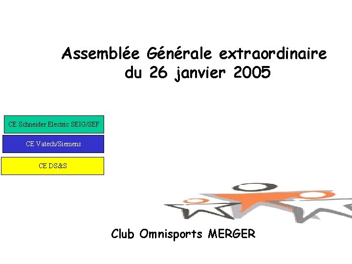 Assemblée Générale extraordinaire du 26 janvier 2005 CE Schneider Electric SEIG/SEF CE Vatech/Siemens CE