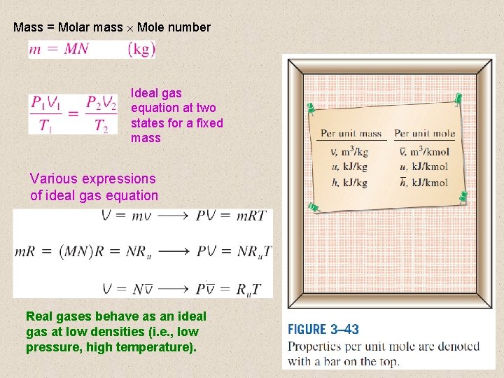 Mass = Molar mass Mole number Ideal gas equation at two states for a