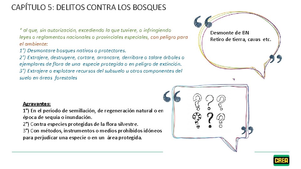 CAPÍTULO 5: DELITOS CONTRA LOS BOSQUES “ al que, sin autorización, excediendo la que