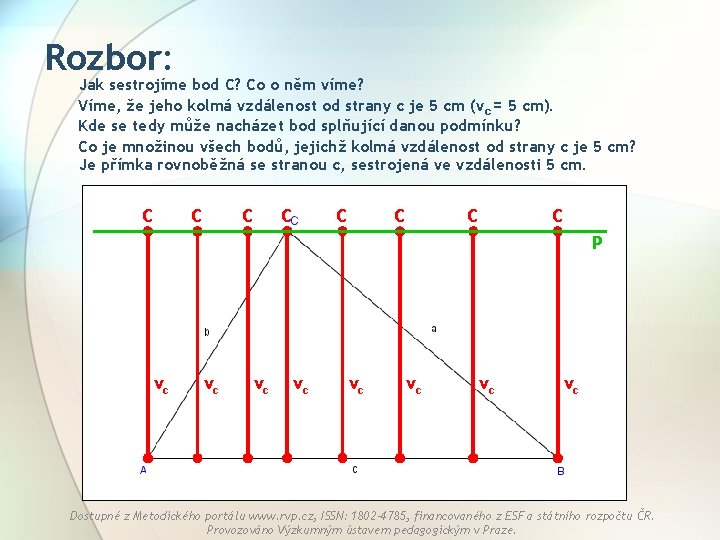 Rozbor: Jak sestrojíme bod C? Co o něm víme? Víme, že jeho kolmá vzdálenost