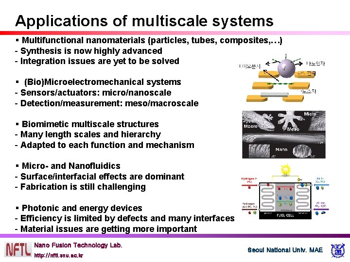 Multiscale Tech Fundamentals of Multiscale Fabrication Lecture 9 Applications I
